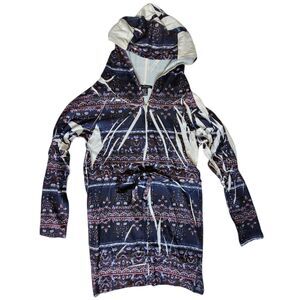 Simply Irresistible Multi Color Abstract Hooded Zip Up Jacket sz M